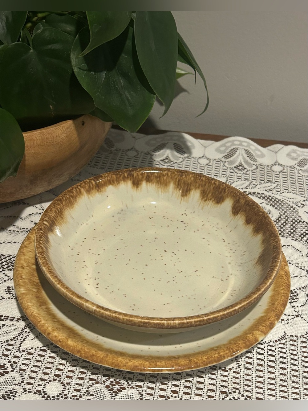 Vintage McCoy Pottery Graystone Salad Plate & Bowl Set